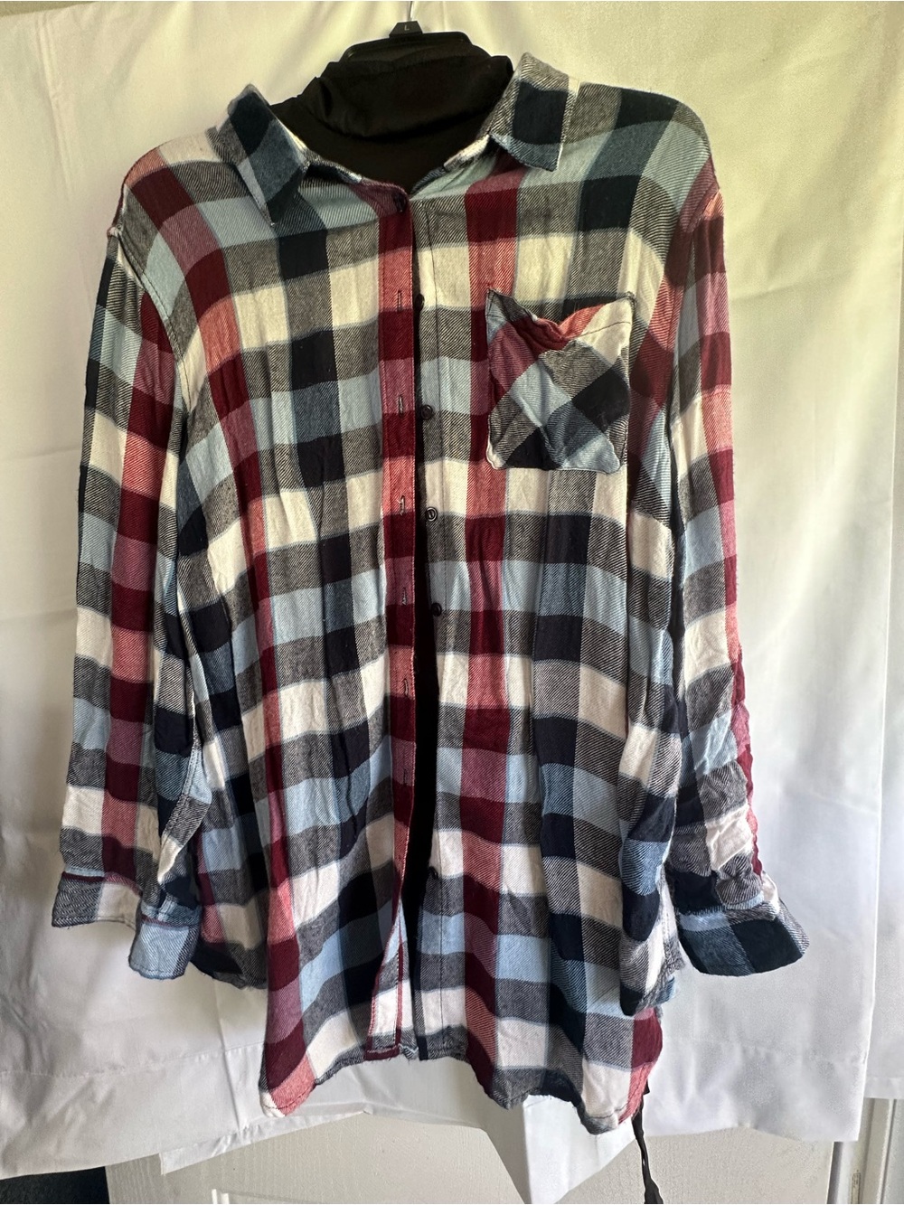Belleek Men's Plaid Button-Down Shirt - Burgundy, Navy & White